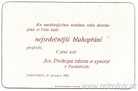 Blahopřání k Novému roku 1904 od firmy Prokop