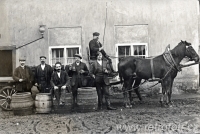 Rozvoz sudů s pivem koňským povozem